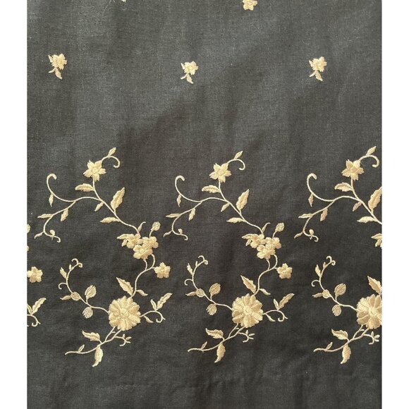 Vintage JACK MULQUEEN NY Women's Size 14 Black Linen Sheath Dress Tan Embroidery - Picture 6 of 8